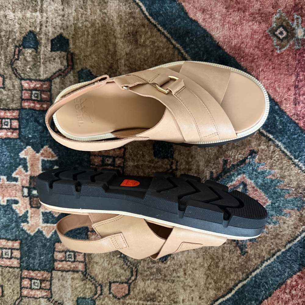 Sorel Beige Women’s Rein CB Crisscross Platform Sandals with Black Soles NWT - Picture 4 of 7
